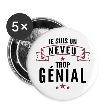 je suis un neveu génial - Lot de 5 grands badges (56 mm) - blanc - Devant