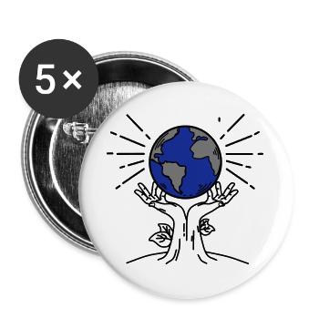 Rette die Erde – Pflanze die Zukunft - Buttons groß 56 mm (5er Pack) - Weiß - Vorne