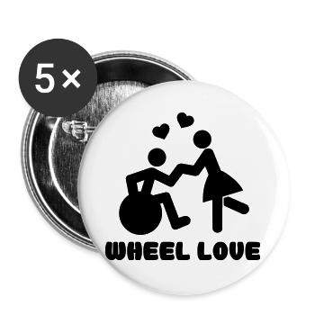 Wheellove für Rollstuhlfahrer, die tanzen * - Buttons groß 56 mm (5er Pack) - Weiß - Vorne