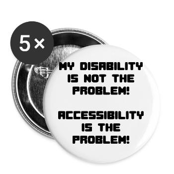 Meine Behinderung ist nicht das Problem # - Buttons groß 56 mm (5er Pack) - Weiß - Vorne