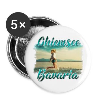 Chiemsee Bavaria - Buttons large 2.2''/56 mm (5-pack) - white - Front