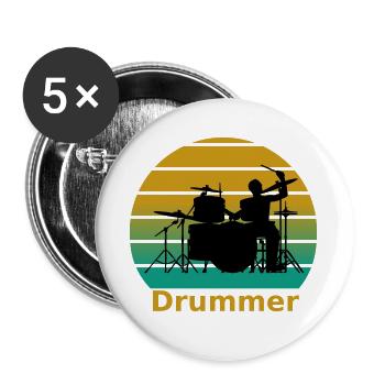 drummer - Buttons large 2.2''/56 mm (5-pack) - white - Front