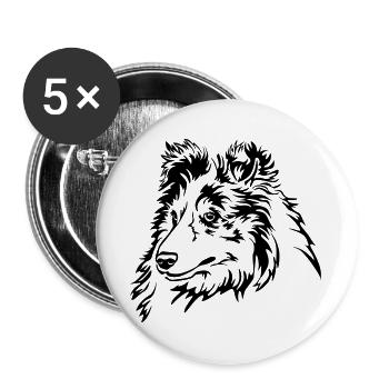 Sheltie Head - Buttons large 2.2''/56 mm (5-pack) - white - Front