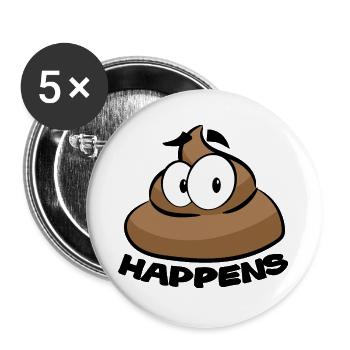 SHIT HAPPENS POOP - Buttons large 2.2''/56 mm (5-pack) - white - Front