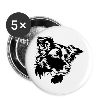 Border Collie Kopf - Lot de 5 grands badges (56 mm) - blanc - Devant