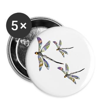 Libellules - Lot de 5 grands badges (56 mm) - blanc - Devant