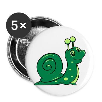 Escargot drôle enfants - Lot de 5 grands badges (56 mm) - blanc - Devant