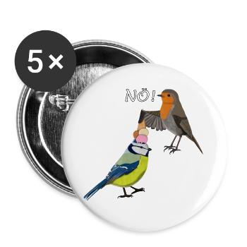 Rotkehlchen Blaumeise Eis Kopf NÖ Lustige Vögel - Buttons groß 56 mm (5er Pack) - Weiß - Vorne