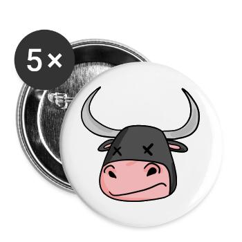 Bulls head bull - Buttons large 2.2''/56 mm (5-pack) - white - Front