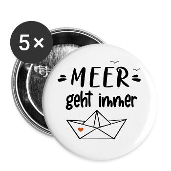 Meer geht immer - Buttons groß 56 mm (5er Pack) - Weiß - Vorne