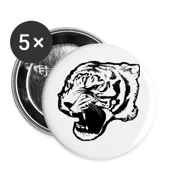 Tigerkopf Tigerauge Tiger Raubkatze Afrika - Buttons groß 56 mm (5er Pack) - Weiß - Vorne