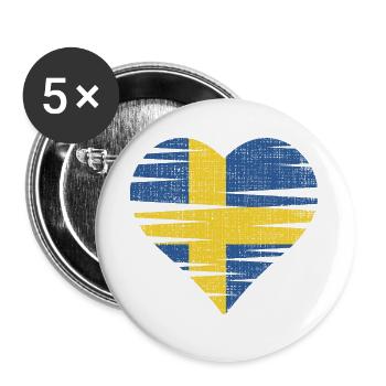 Sweden Heart by the Manzanita`s - Buttons groß 56 mm (5er Pack) - Weiß - Vorne