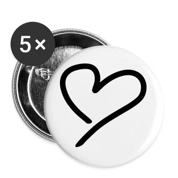 Coeur - Lot de 5 grands badges (56 mm) - blanc - Devant