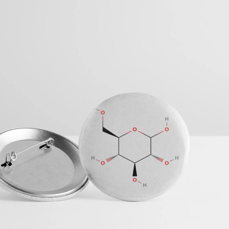 Glucose Molecule - Colored Structural Formula Buttons large 2.2''/56 mm (5-pack)
