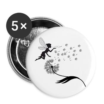 Fairy Flight Silhouette with Dust - Buttons large 2.2''/56 mm (5-pack) - white - Front