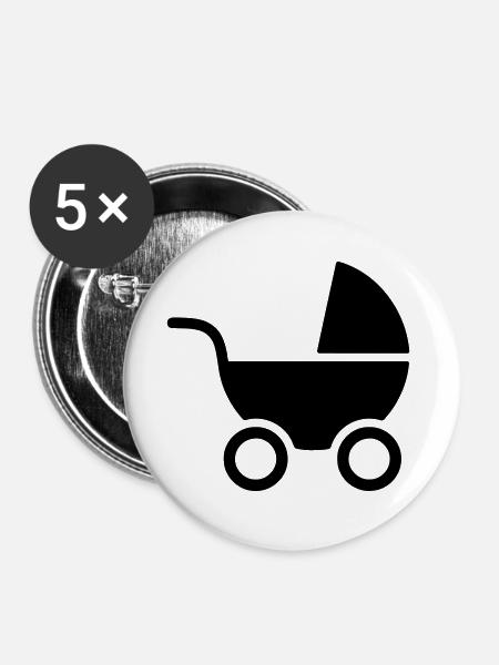 Kinderwagen - Buttons groß 56 mm (5er Pack) - Weiß