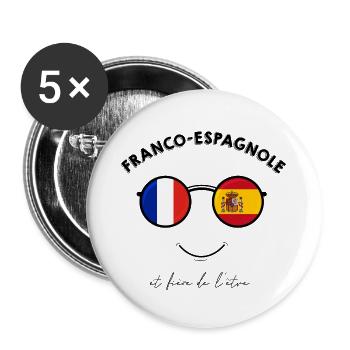 Franco-espagnole et fière de l'être - Lot de 5 grands badges (56 mm) - blanc - Devant