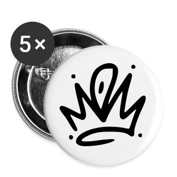 Emoji Krone Kronen Skizze schwarz - Buttons groß 56 mm (5er Pack) - Weiß - Vorne