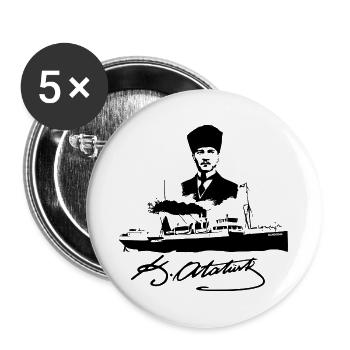 Ataturk 19 mayis - Buttons large 2.2''/56 mm (5-pack) - white - Front