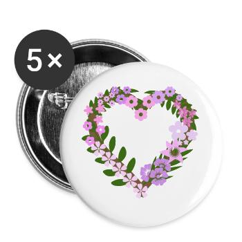 Flower heart - Buttons large 2.2''/56 mm (5-pack) - white - Front