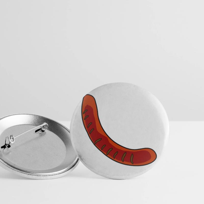 Wurst oder Bratwurst Buttons groß 56 mm (5er Pack)