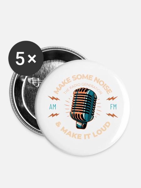 Make some noise - Buttons groß 56 mm (5er Pack) - Weiß