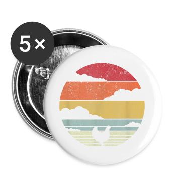 Huhn Sunset Vintage Witziges Retro Style - Buttons groß 56 mm (5er Pack) - Weiß - Vorne