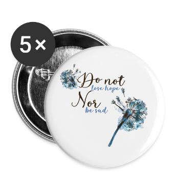 Motive mit Flieder und Positivspruch - Buttons groß 56 mm (5er Pack) - Weiß - Vorne