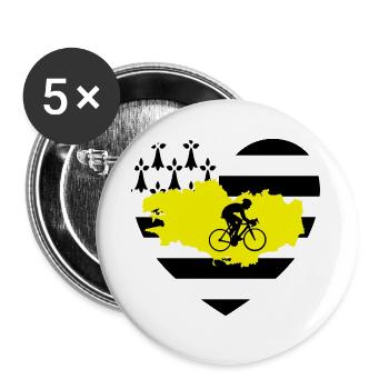 j'aime la bretagne et le vélo - Lot de 5 grands badges (56 mm) - blanc - Devant