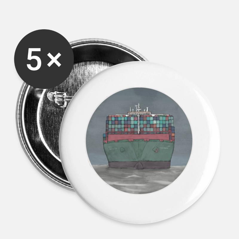 container ship - Buttons large 2.2''/56 mm (5-pack) - white