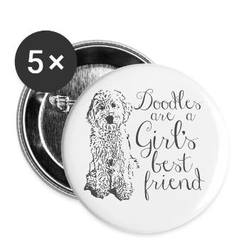 Doodles Are A Girl Best Friend Golden Labradoodle - Buttons groß 56 mm (5er Pack) - Weiß - Vorne