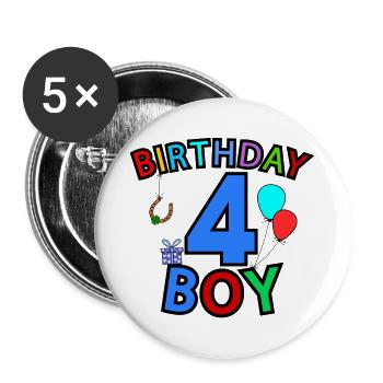 Birthday Boy 4 - Buttons groß 56 mm (5er Pack) - Weiß - Vorne