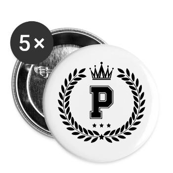 wappen P - Buttons groß 56 mm (5er Pack) - Weiß - Vorne
