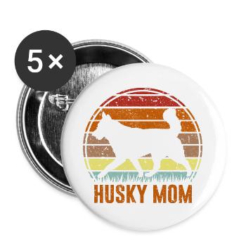 Dog - Husky - MOM - Buttons large 2.2''/56 mm (5-pack) - white - Front
