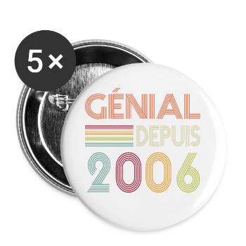 Génial Depuis 2006 Cadeau Retro Anniversaire - Lot de 5 grands badges (56 mm) - blanc - Devant