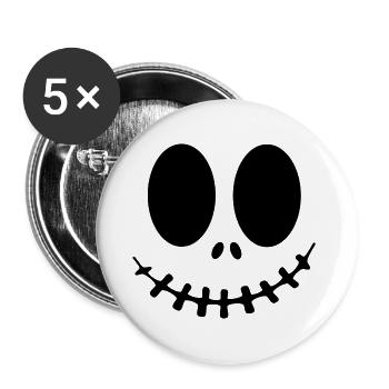 Halloween Gesicht - Buttons groß 56 mm (5er Pack) - Weiß - Vorne
