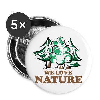 Natur Bäume Wald Symbol Icon Logo Illustration - Buttons groß 56 mm (5er Pack) - Weiß - Vorne