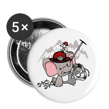 Les éléphants alpinistes tyroliens escaladent les Alpes à souris - Lot de 5 grands badges (56 mm) - blanc - Devant
