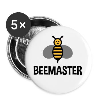 Beemaster (abeille) - Lot de 5 grands badges (56 mm) - blanc - Devant
