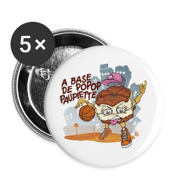 Paupiette - Lot de 5 grands badges (56 mm) - blanc - Devant