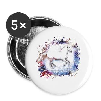 Schimmel, Pferd,weisses Pferd, Graffiti, Malerei - Buttons groß 56 mm (5er Pack) - Weiß - Vorne