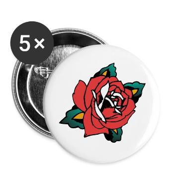 rosa Blütenblatt - Buttons groß 56 mm (5er Pack) - Weiß - Vorne
