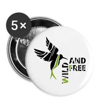 GOWILD Zebravogel - Kolibristyle - Buttons groß 56 mm (5er Pack) - Weiß - Vorne