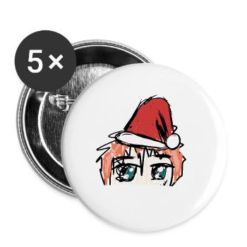 manga de Noël - Lot de 5 grands badges (56 mm) - blanc - Devant