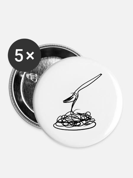 essen spaghetti - Buttons groß 56 mm (5er Pack) - Weiß