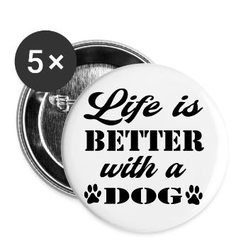 Life Dog 01 - Buttons large 2.2''/56 mm (5-pack) - white - Front