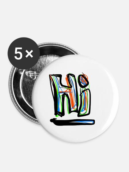 Hi Hallo - Buttons groß 56 mm (5er Pack) - Weiß