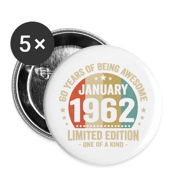 60 Years Of Being Awesome Since January 1962 - Buttons large 2.2''/56 mm (5-pack) - white - Front