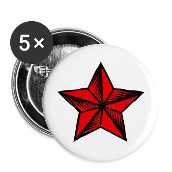Étoile rouge - Lot de 5 grands badges (56 mm) - blanc - Devant