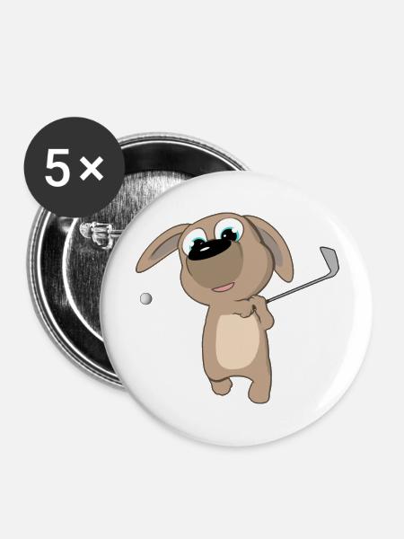 Welpe Golf Schwung - Buttons groß 56 mm (5er Pack) - Weiß
